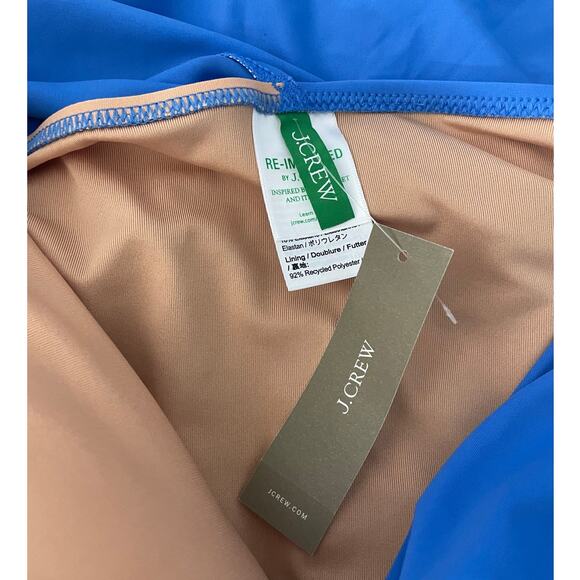 New J.Crew Ruched one-shoulder one-piece 'Sail Blue' women's 24 - Picture 3 of 5